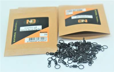 Emerillon carpe -Natural Swivels Big Eye Sz8 par 20